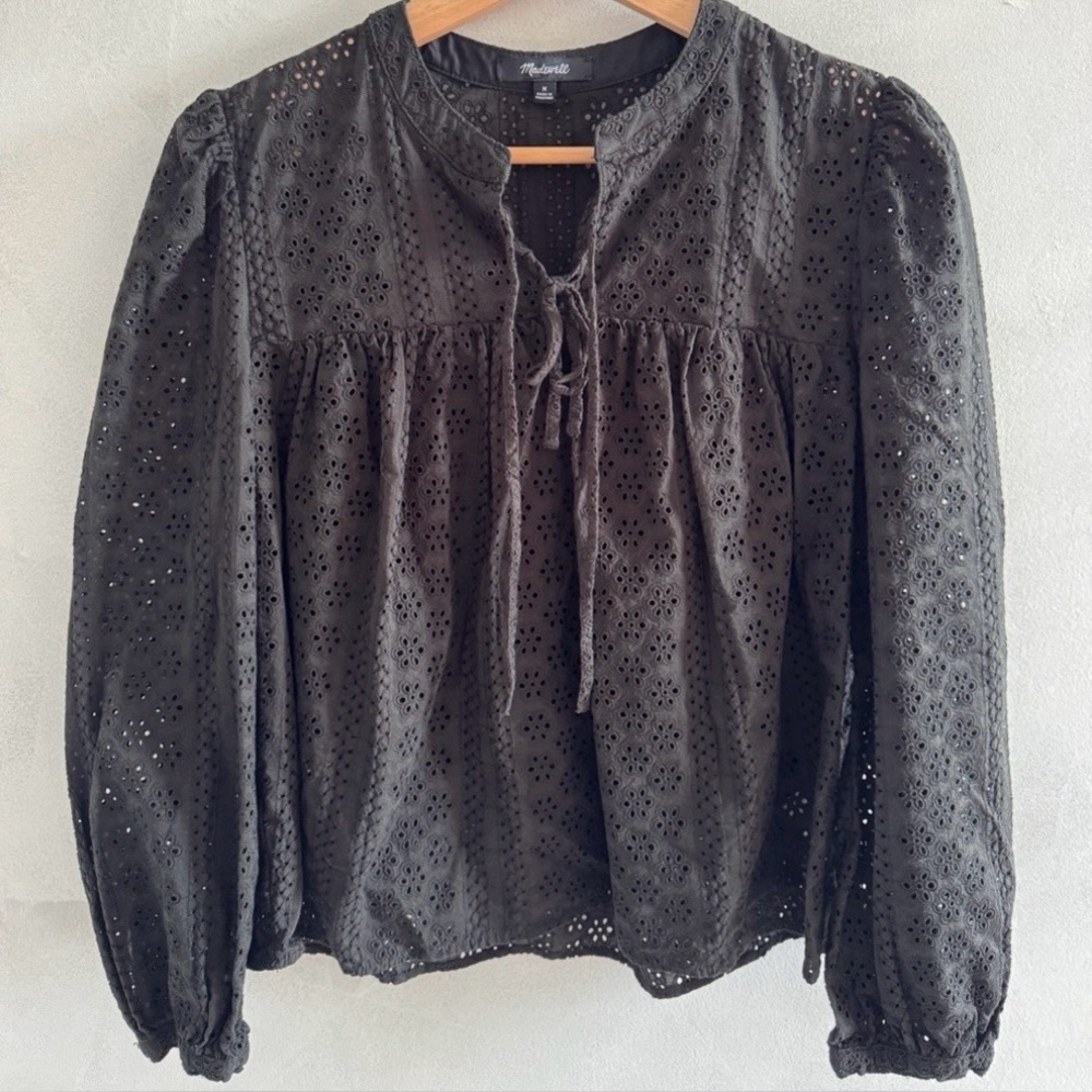 Madewell - Black Eyelet Blouse - Size M